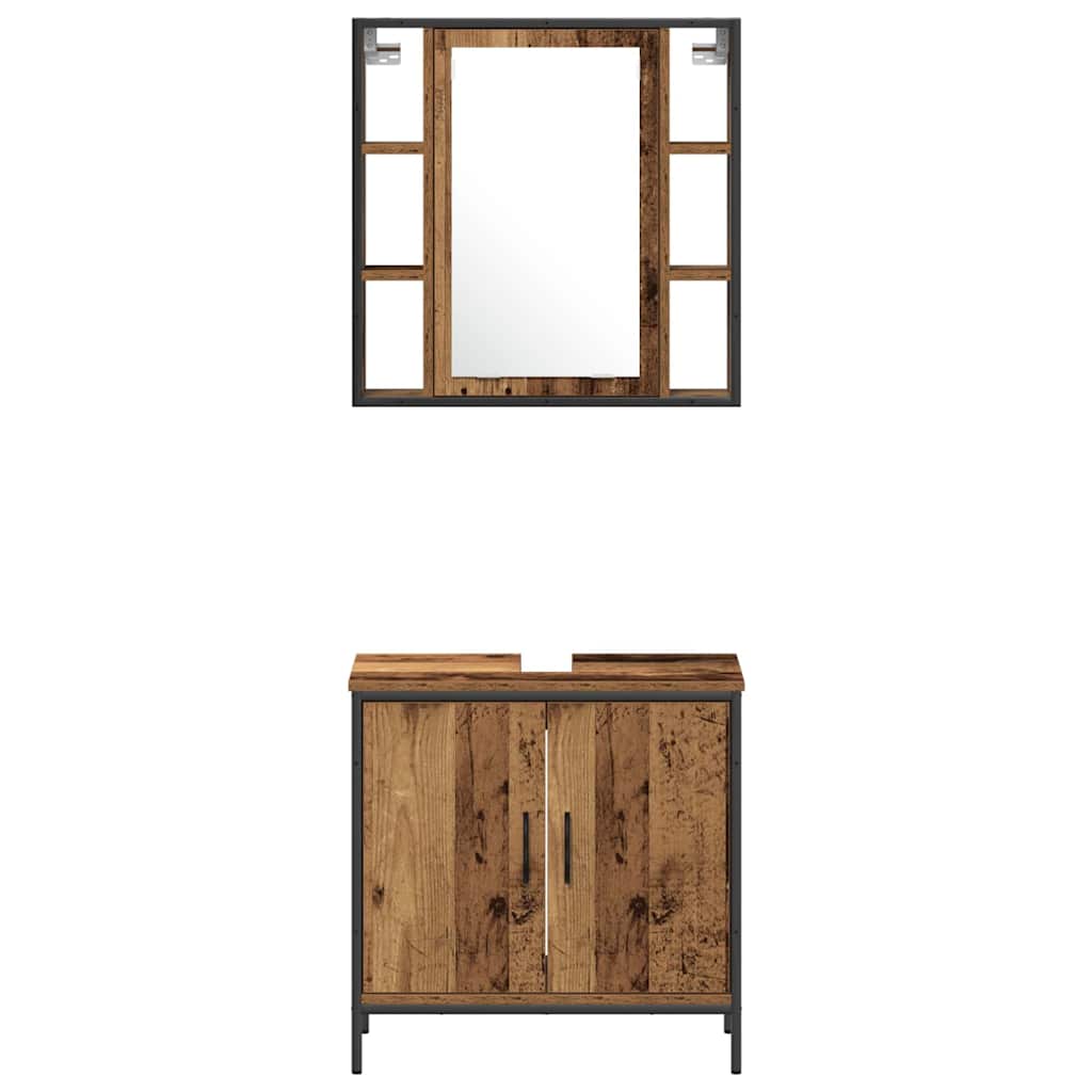 Badezimmermöbel-Set 3 stk. Braun 33 x 33 x 120,5 cm