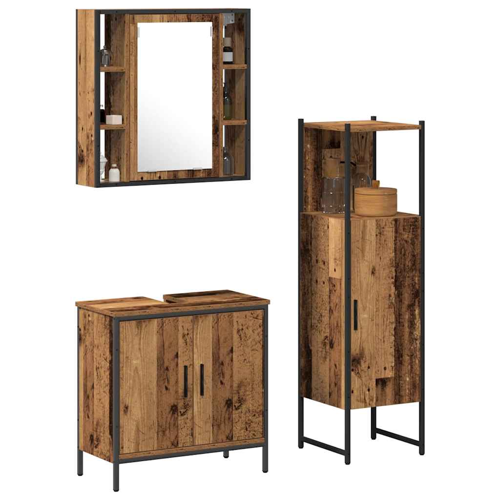 Badezimmermöbel-Set 3 stk. Braun 33 x 33 x 120,5 cm