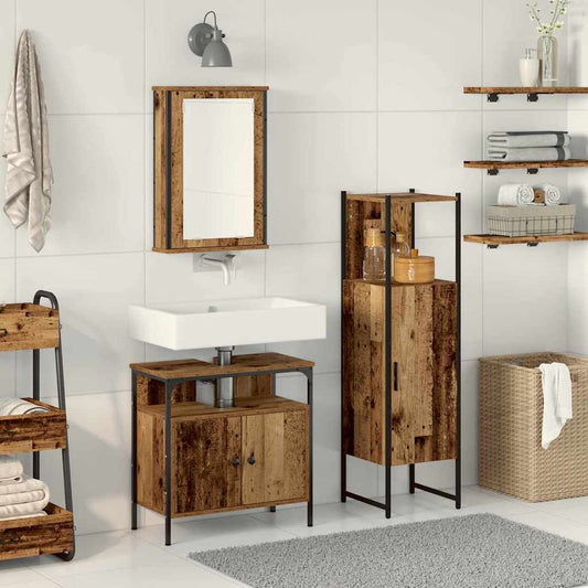 Badezimmermöbel-Set 3 stk. Braun 33 x 33 x 120,5 cm