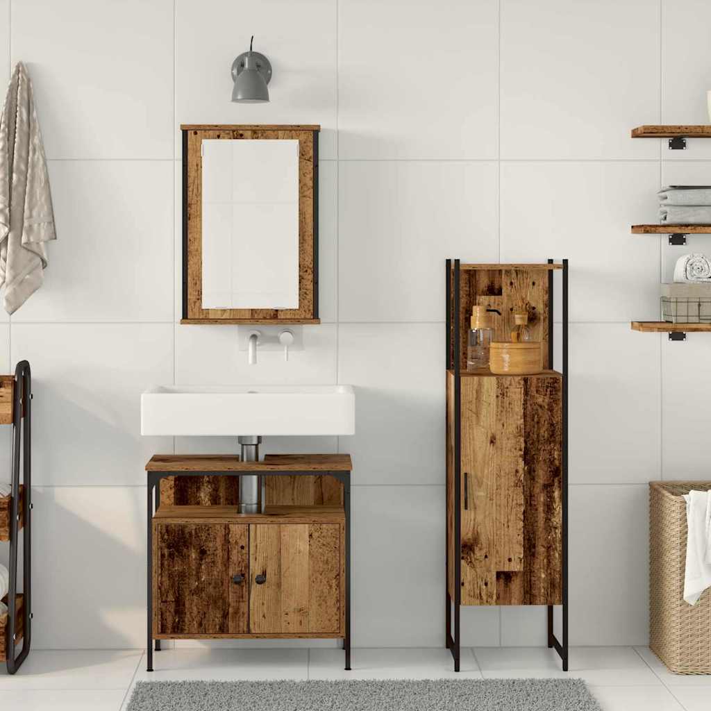 Badezimmermöbel-Set 3 stk. Braun 33 x 33 x 120,5 cm