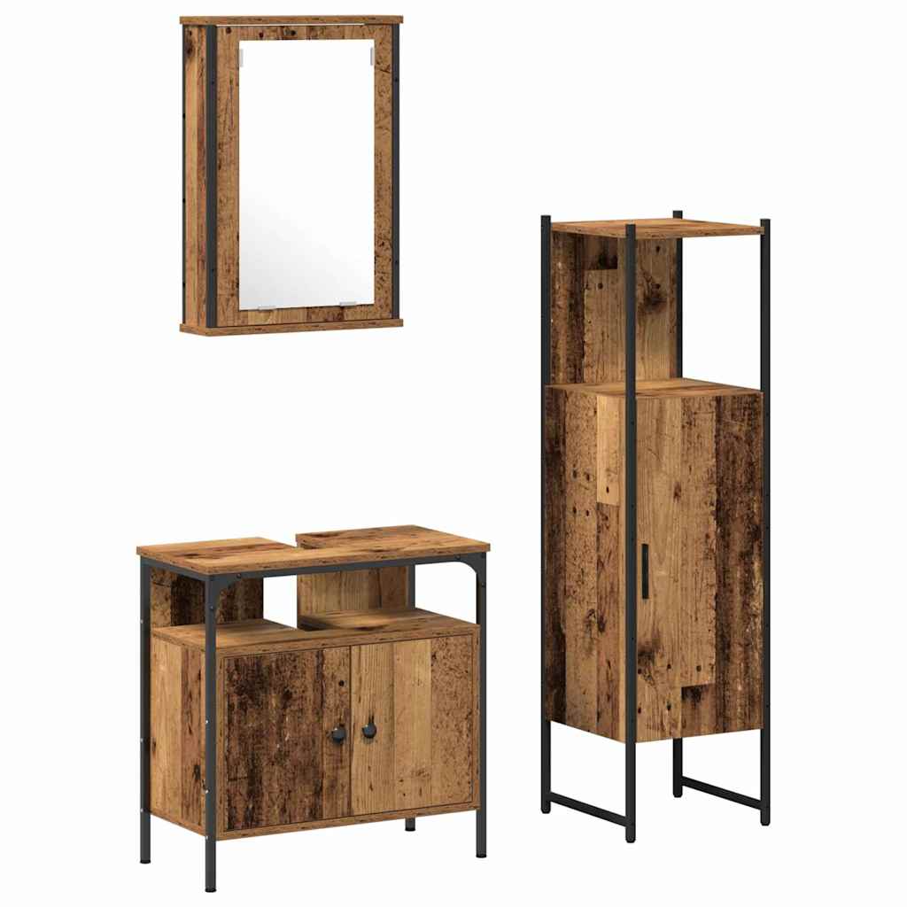 Badezimmermöbel-Set 3 stk. Braun 33 x 33 x 120,5 cm