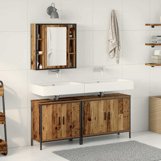 Badezimmermöbel-Set mit Regal mit Tür 3 pcs Braun Holzwerkstoff
