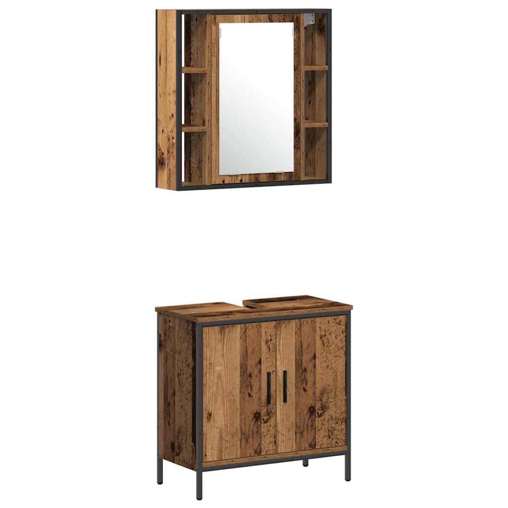 Badezimmermöbel-Set mit Regal mit Tür 3 pcs Braun Holzwerkstoff