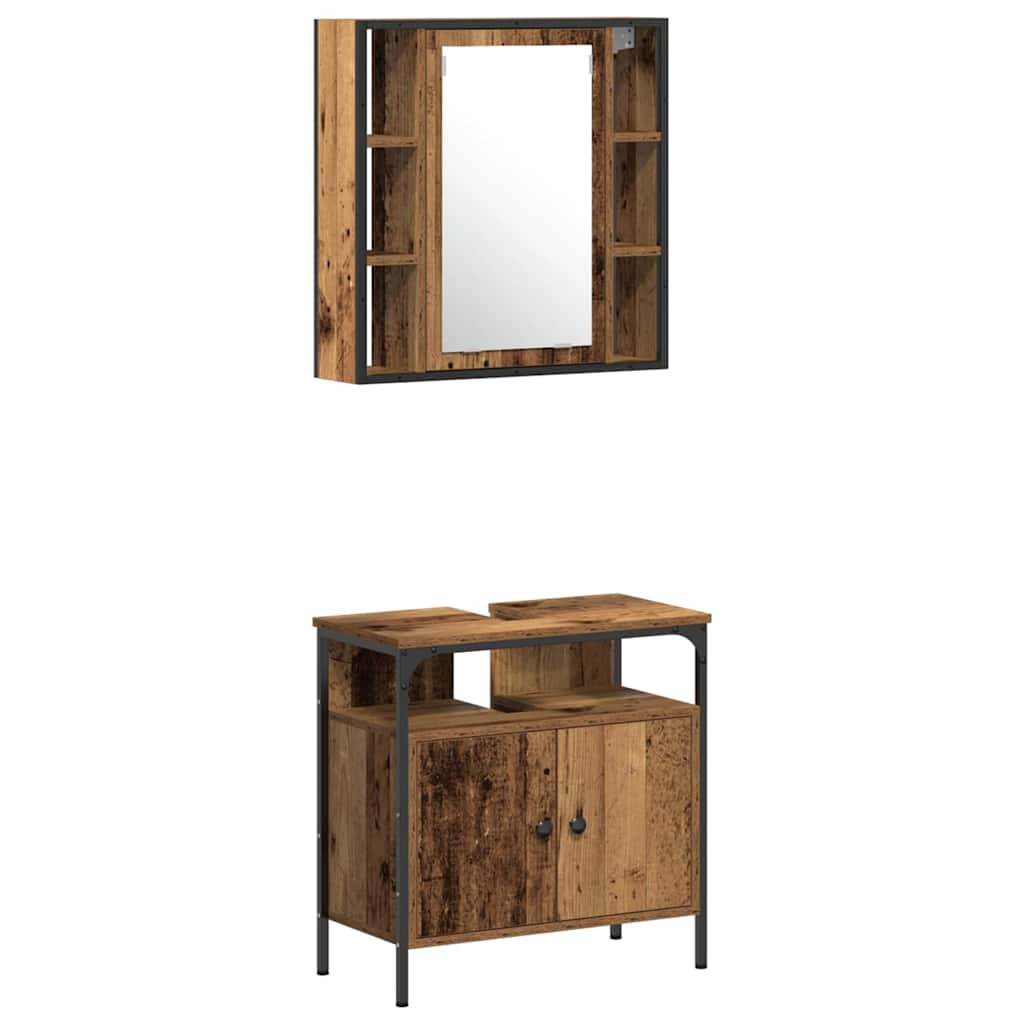 Badezimmermöbel-Set mit Regal mit Tür 3 pcs Braun Holzwerkstoff