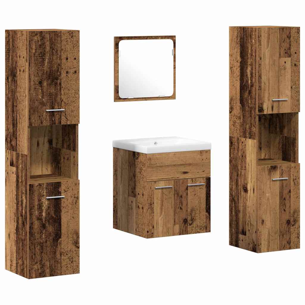 Badezimmermöbel-Set 4 stk. Altholz 41 x 38,5 x 46 cm