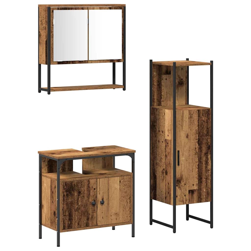 Badezimmermöbel-Set mit Regal mit Tür 3 pcs Braun Holzwerkstoff