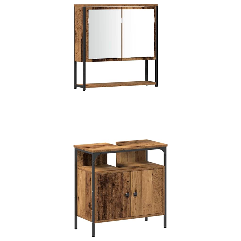 Badezimmermöbel-Set mit Regal mit Tür 3 pcs Braun Holzwerkstoff