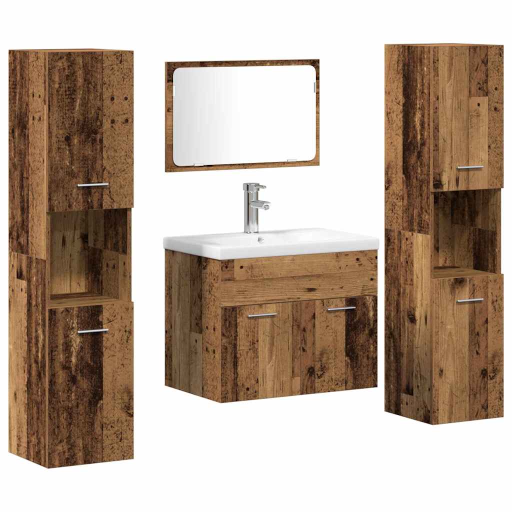Badezimmermöbel-Set 4 stk. Altholz 60 x 38,5 x 46 cm