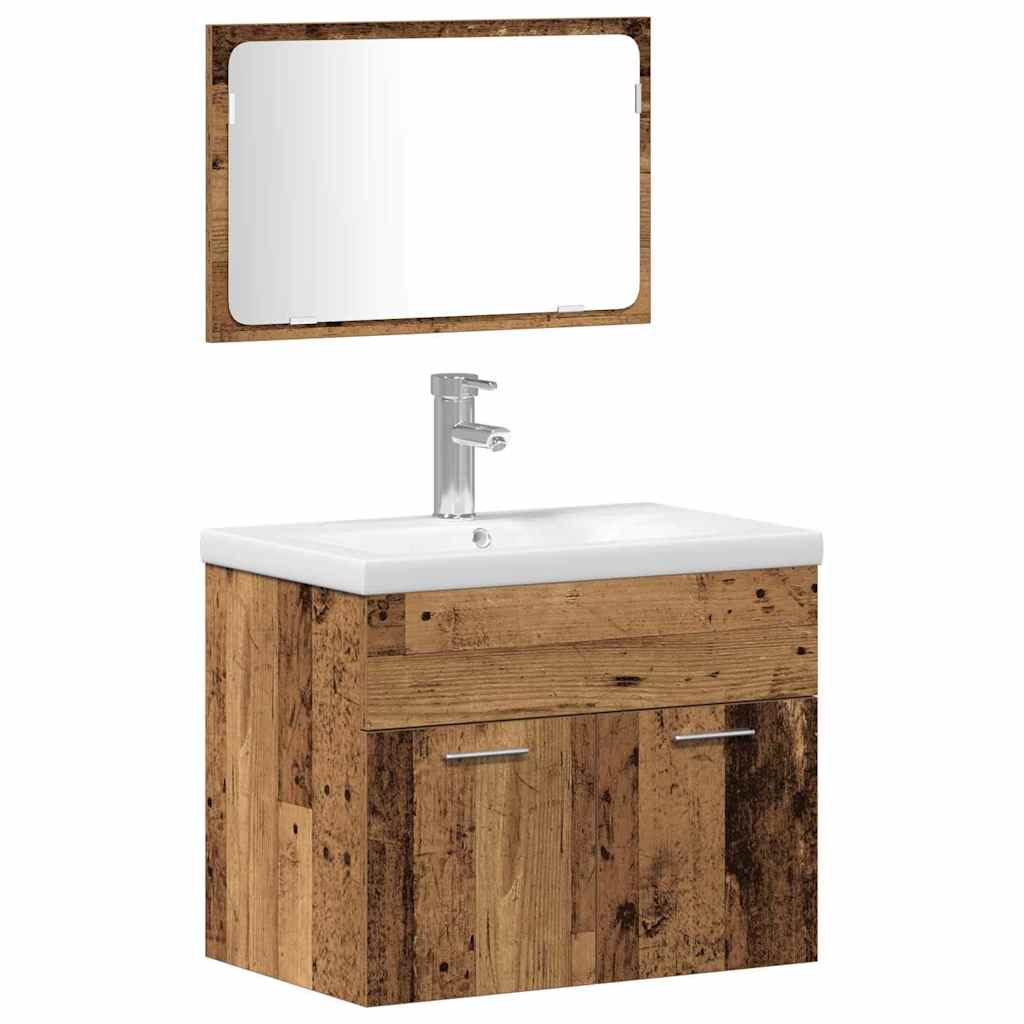 Badezimmermöbel-Set 4 stk. Altholz 60 x 38,5 x 46 cm