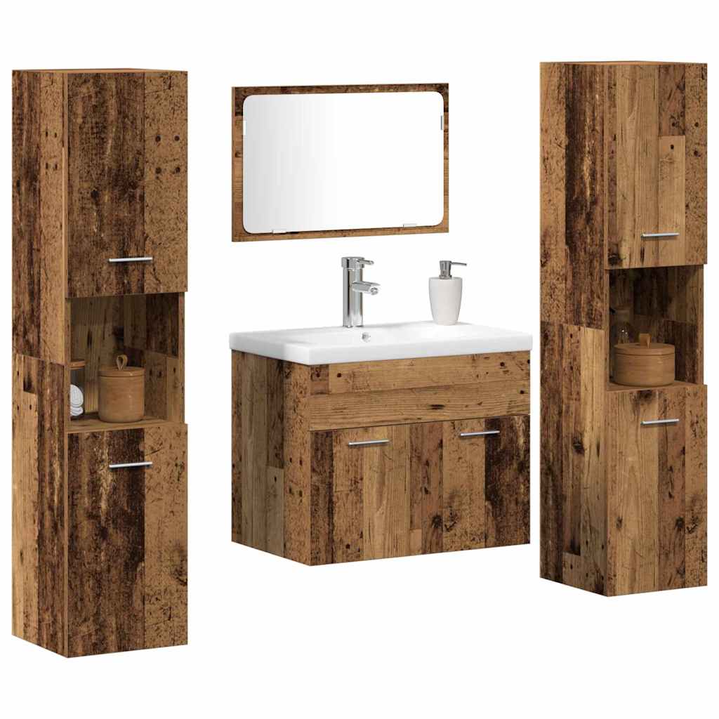 Badezimmermöbel-Set 4 stk. Altholz 60 x 38,5 x 46 cm