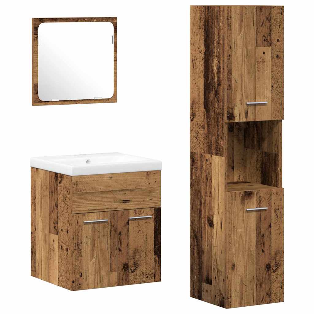 Badezimmermöbel-Set 4 stk. Altholz 41 x 38,5 x 46 cm