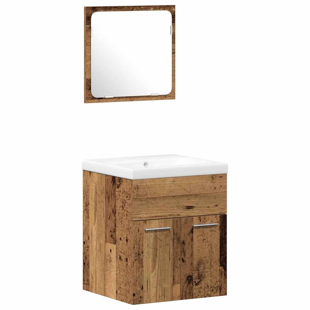 Badezimmermöbel-Set 4 stk. Altholz 41 x 38,5 x 46 cm
