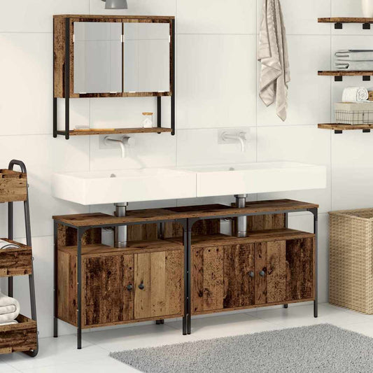 Badezimmermöbel-Set 3 stk. Braun 80 x 30 x 60 cm Holzwerkstoff