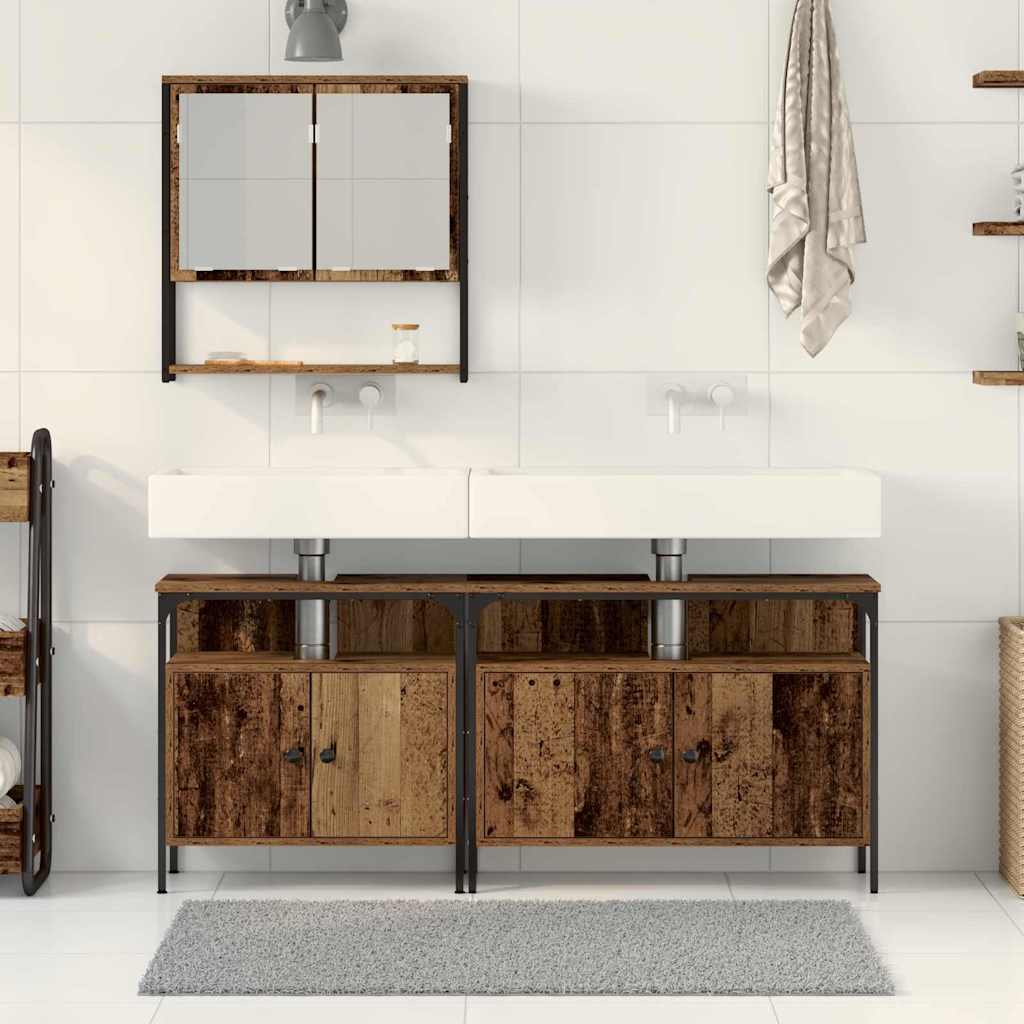 Badezimmermöbel-Set mit Regal mit Tür 3 pcs Braun Holzwerkstoff