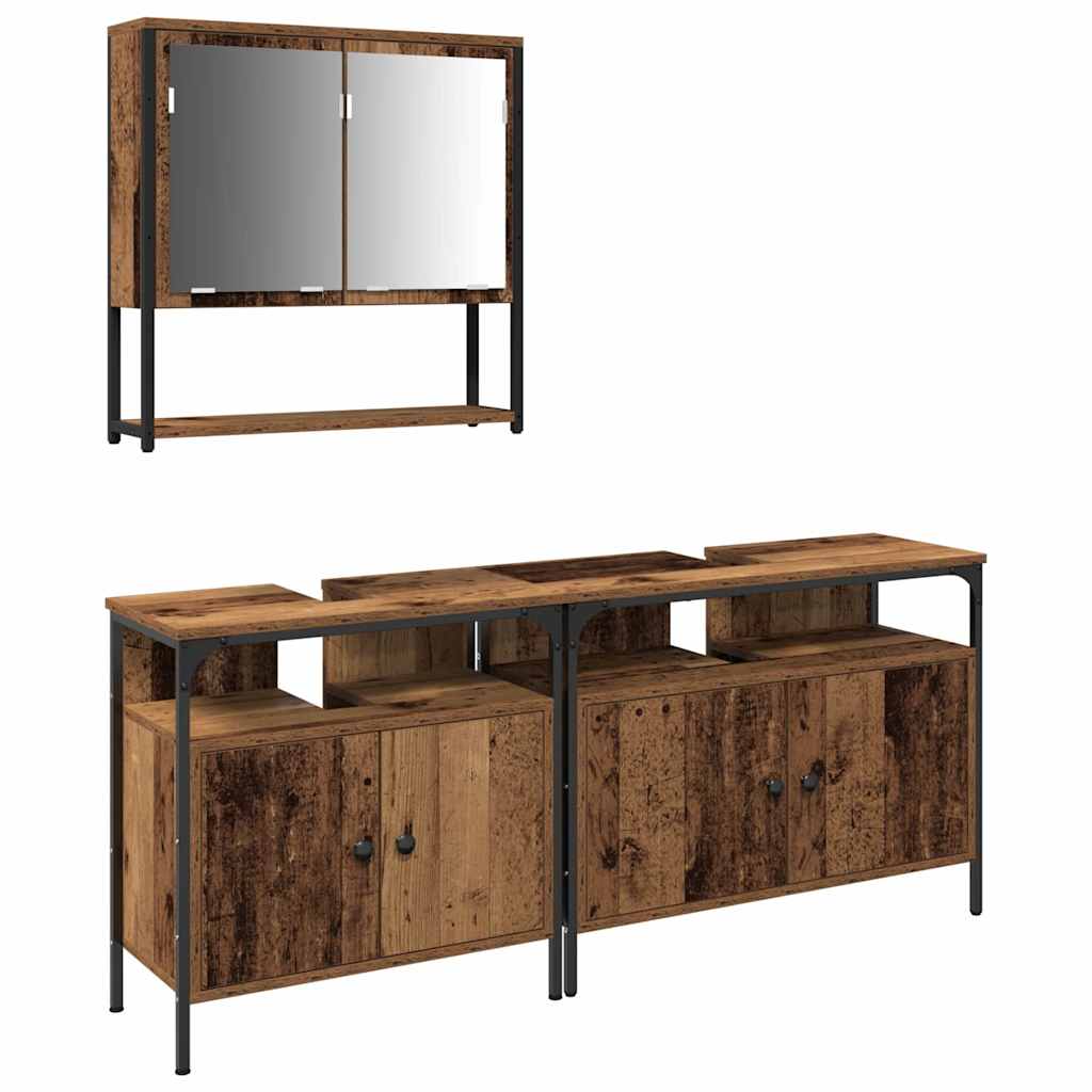 Badezimmermöbel-Set mit Regal mit Tür 3 pcs Braun Holzwerkstoff