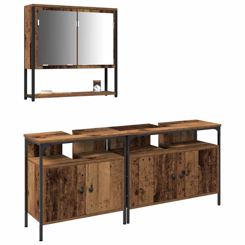 Badezimmermöbel-Set mit Regal mit Tür 3 pcs Braun Holzwerkstoff