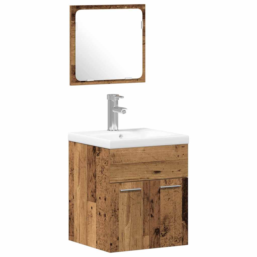 Badezimmermöbel-Set 4 stk. Altholz 41 x 38,5 x 46 cm