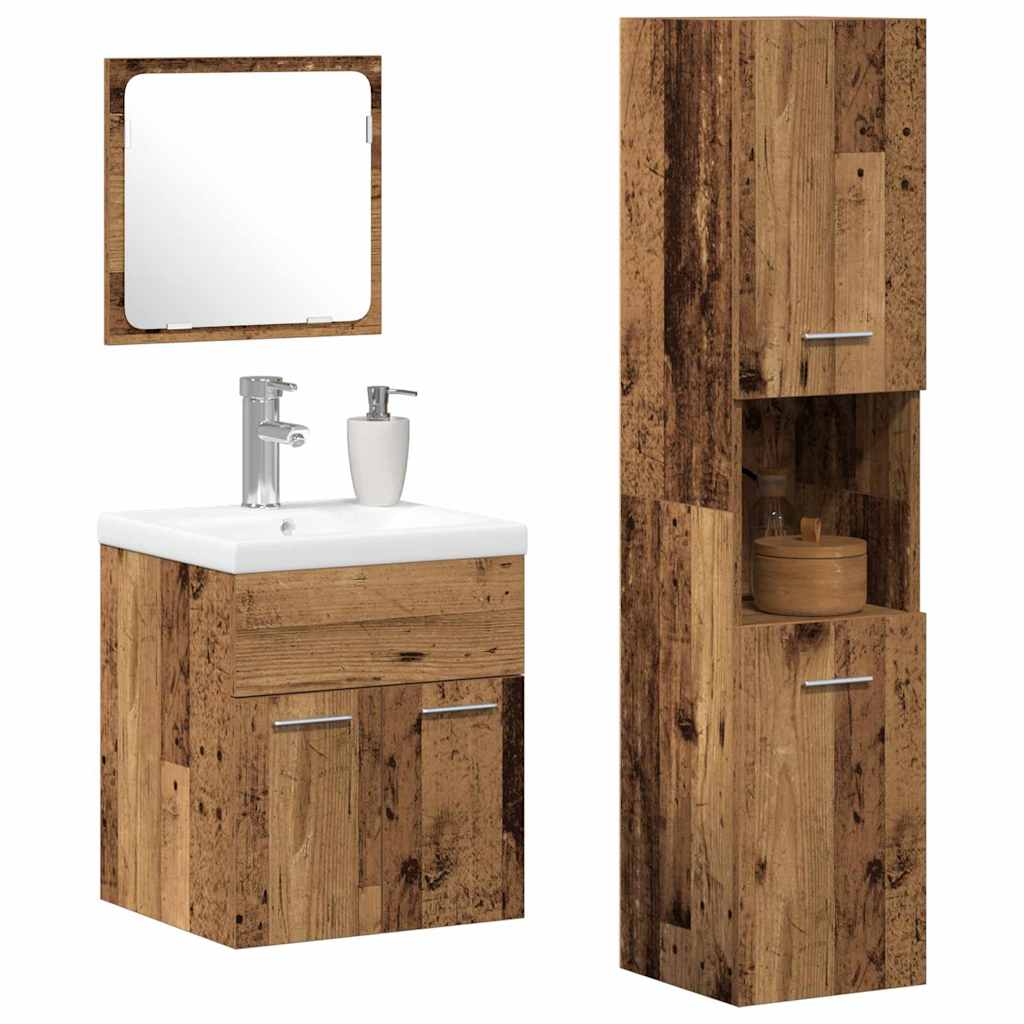 Badezimmermöbel-Set 4 stk. Altholz 41 x 38,5 x 46 cm