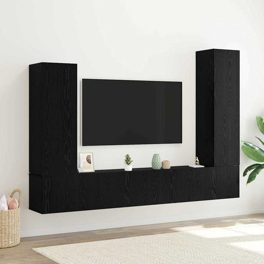 TV-Möbel-Set 4 pcs Schwarz Eichen-Optik 30,5 x 30 x 110 cm