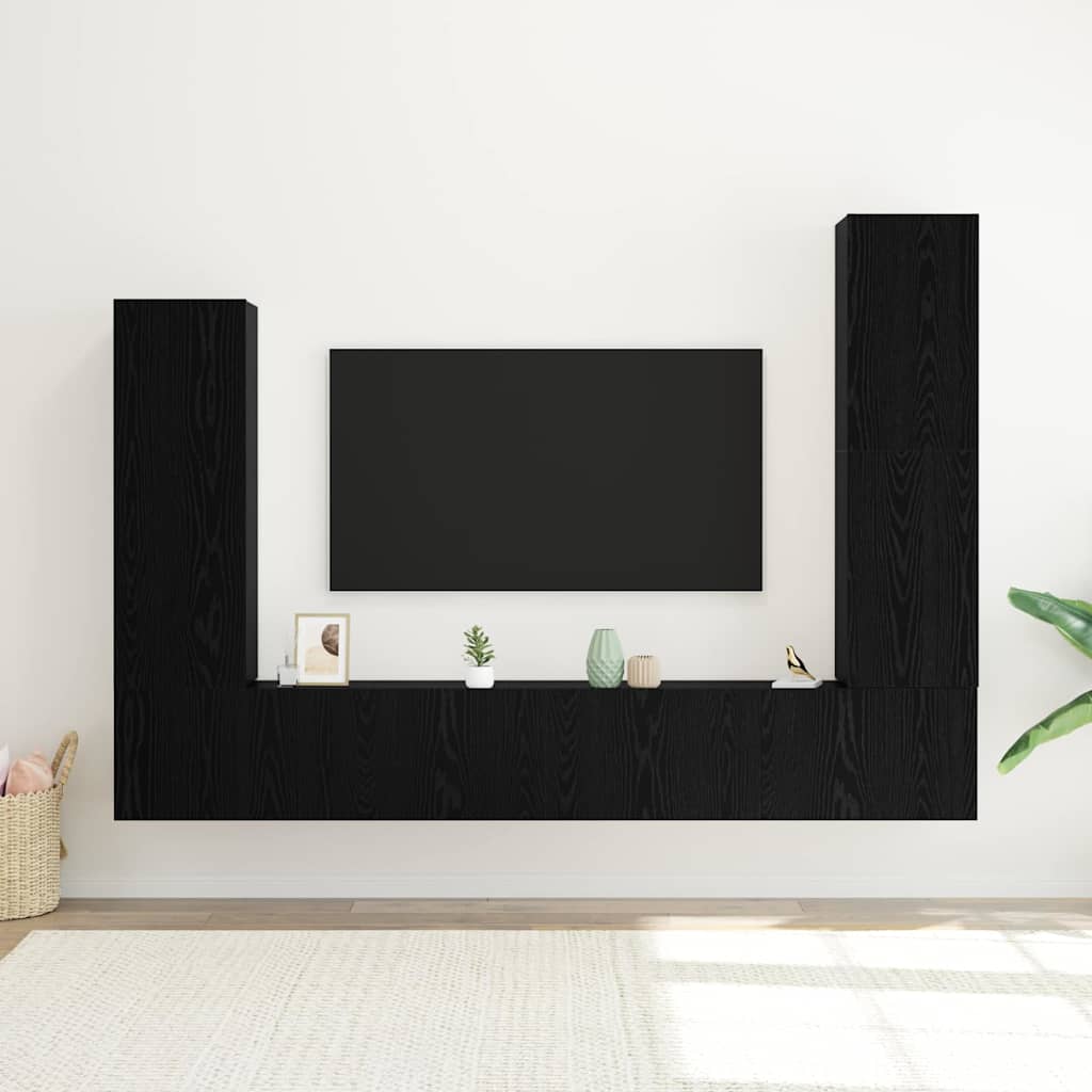 TV-Möbel-Set 4 pcs Schwarz Eichen-Optik 30,5 x 30 x 110 cm
