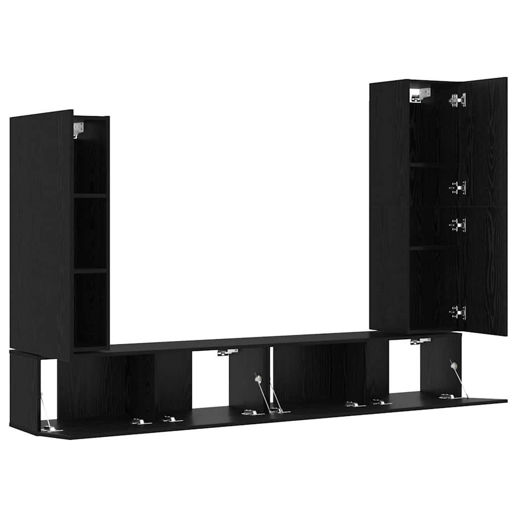 TV-Möbel-Set 4 pcs Schwarz Eichen-Optik 30,5 x 30 x 110 cm
