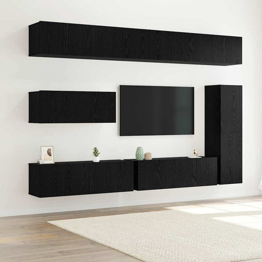 TV-Möbel-Set 7 pcs Schwarz Eichen-Optik 30,5 x 30 x 110 cm