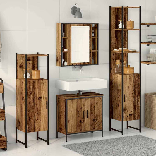 Badezimmermöbel Set mit Regal 4 pcs Braun 33 x 33 x 185.5 cm