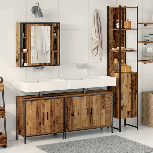 Badezimmermöbel Set mit Regal 4 pcs Braun 33 x 33 x 185.5 cm