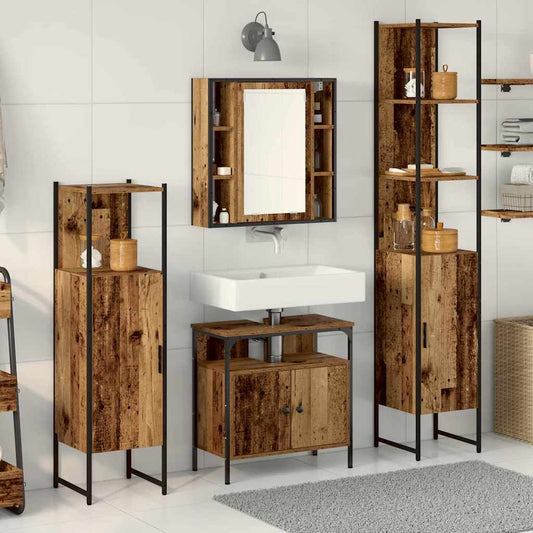 Badezimmermöbel Set mit Regal 4 pcs Altholz 33 x 33 x 185.5 cm
