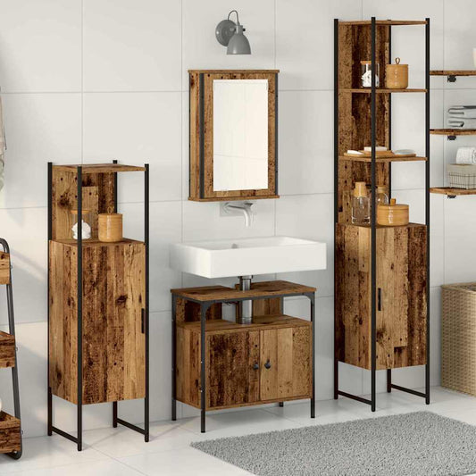 Badezimmermöbel Set mit Regal 4 pcs Altholz 33 x 33 x 185.5 cm