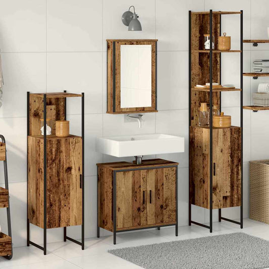Badezimmermöbel Set mit Regal 4 pcs Braun 33 x 33 x 185.5 cm