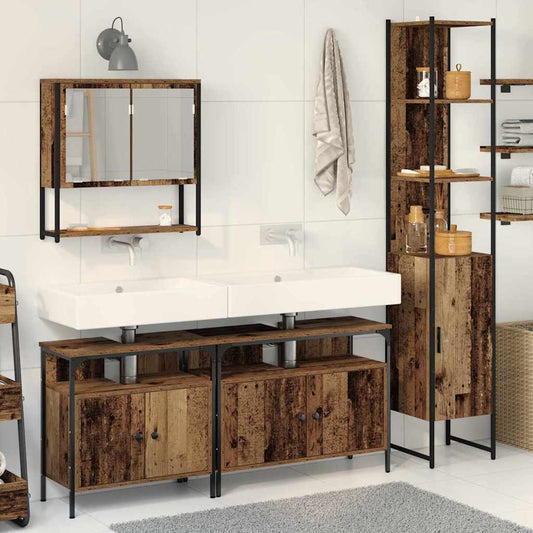 Badezimmermöbel Set mit Regal 4 pcs Altholz 33 x 33 x 185.5 cm