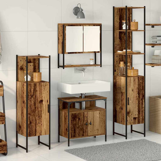 Badezimmermöbel Set mit Regal 4 pcs Altholz 33 x 33 x 185.5 cm