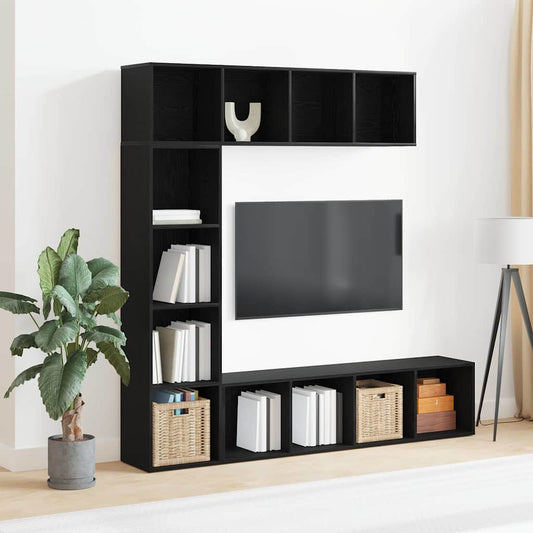 Bücherregal 3 pcs Schwarze Eiche 36 x 30 x 143 cm Holzwerkstoff
