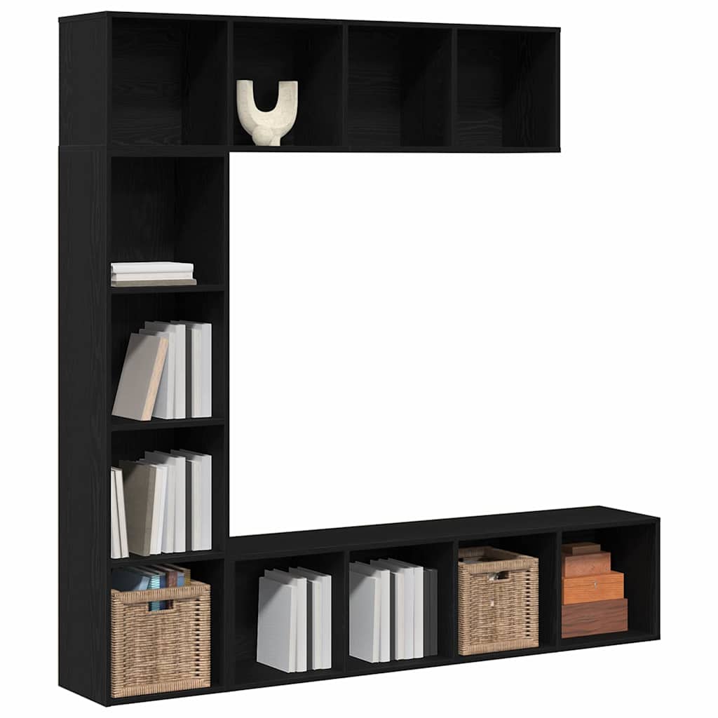 Bücherregal 3 pcs Schwarze Eiche 36 x 30 x 143 cm Holzwerkstoff