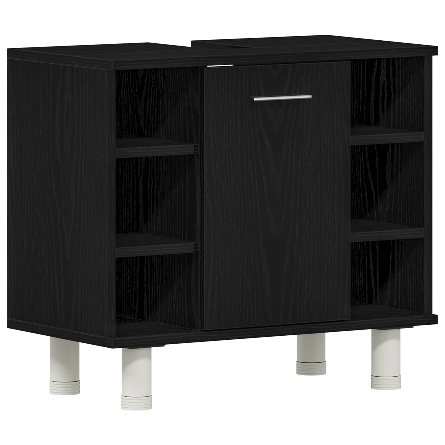 Badezimmermöbel-Set mit Regal 4 pcs Schwarz 30 x 30 x 179,5 cm