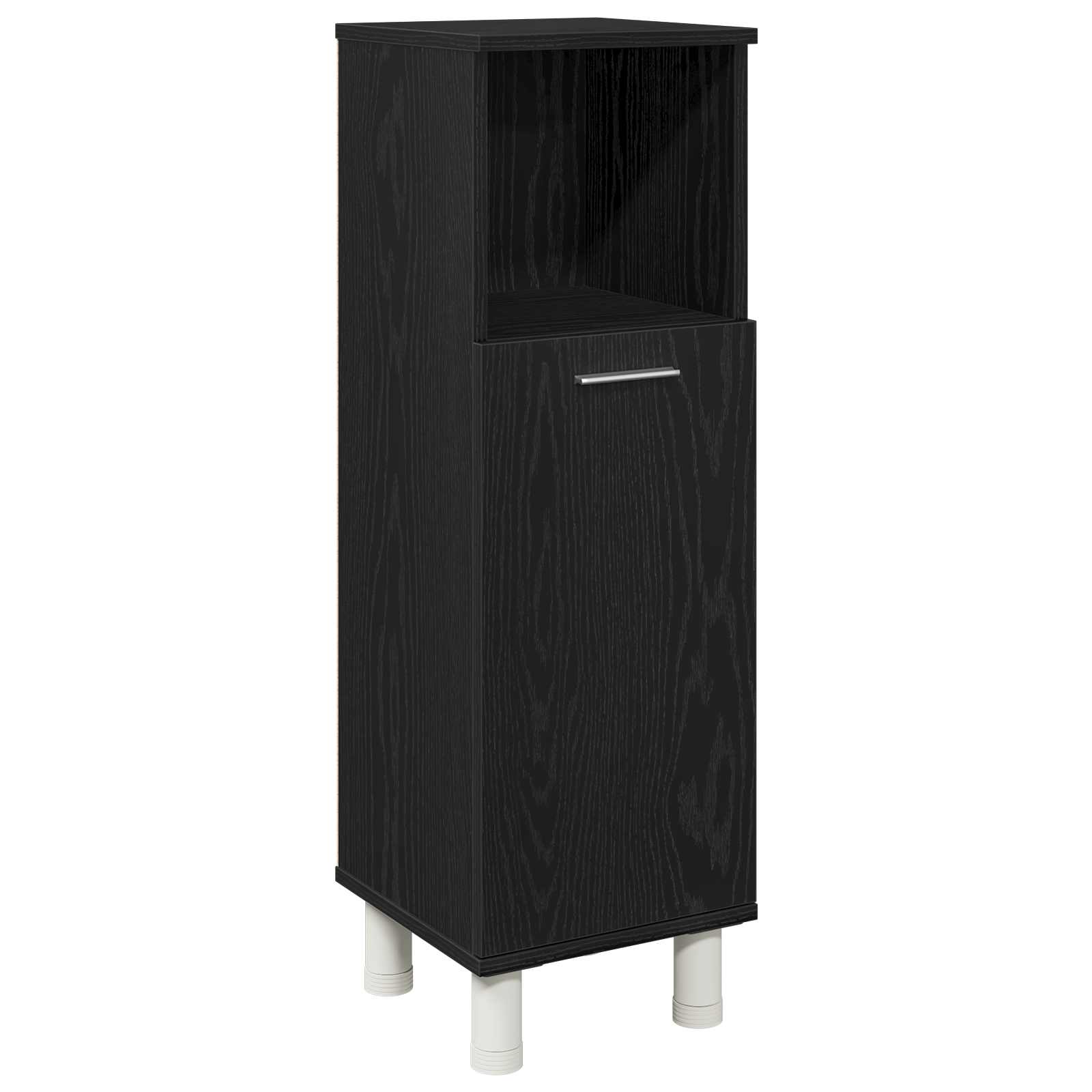 Badezimmermöbel-Set mit Regal 4 pcs Schwarz 30 x 30 x 179,5 cm