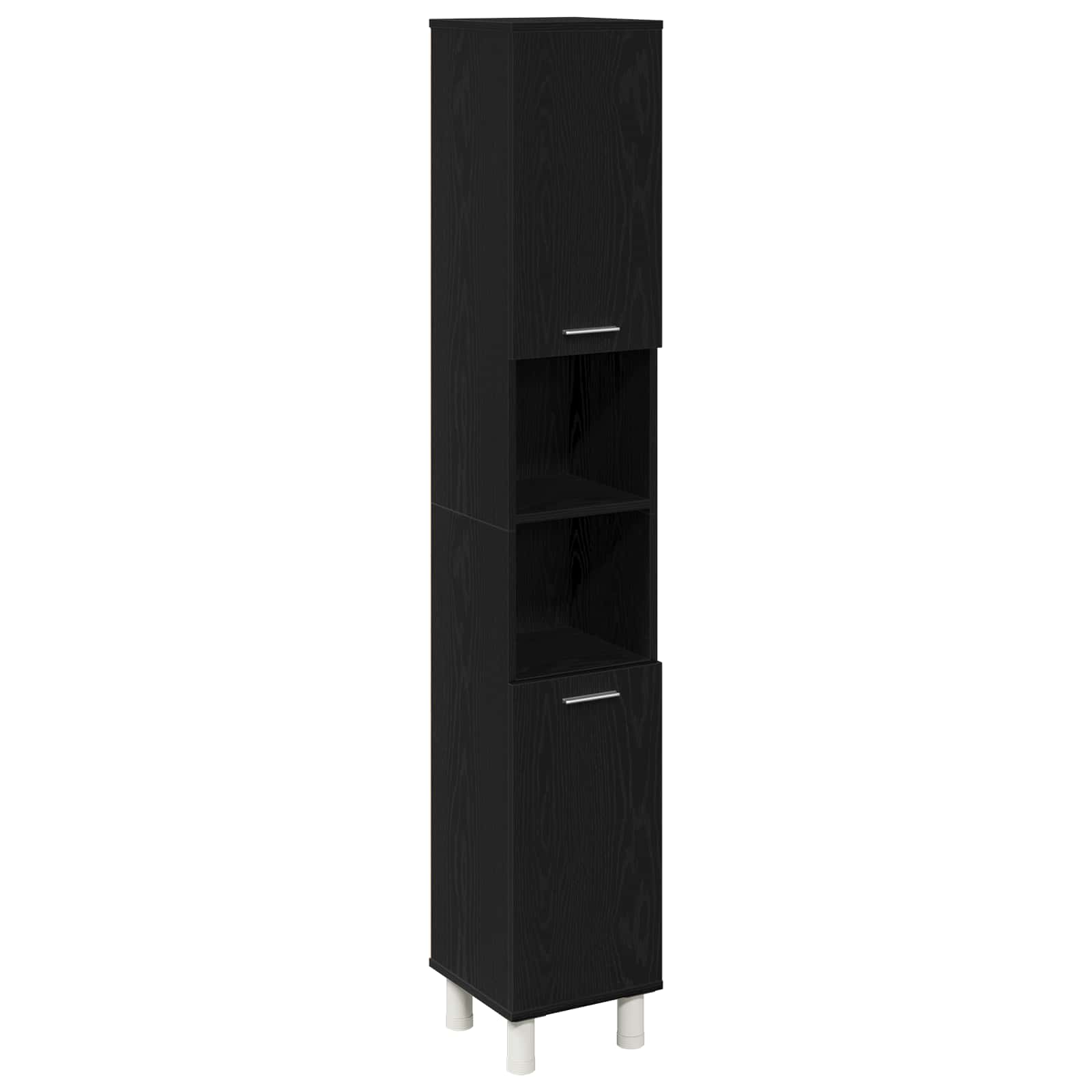 Badezimmermöbel-Set mit Regal 4 pcs Schwarz 30 x 30 x 179,5 cm
