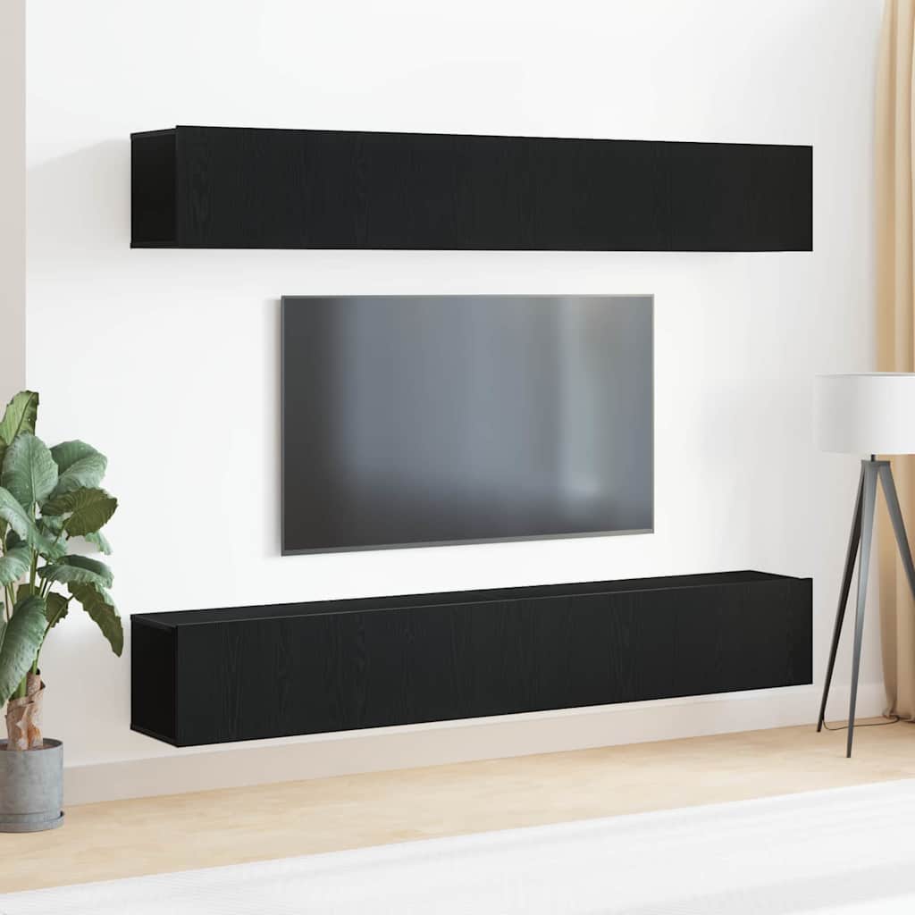TV-Schrankset 4 stk. Schwarz Eichen-Optik Holzwerkstoff