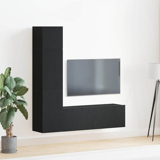 TV-Möbel-Set 4 pcs Schwarz Eichen-Optik 130,5 x 30 x 140 cm