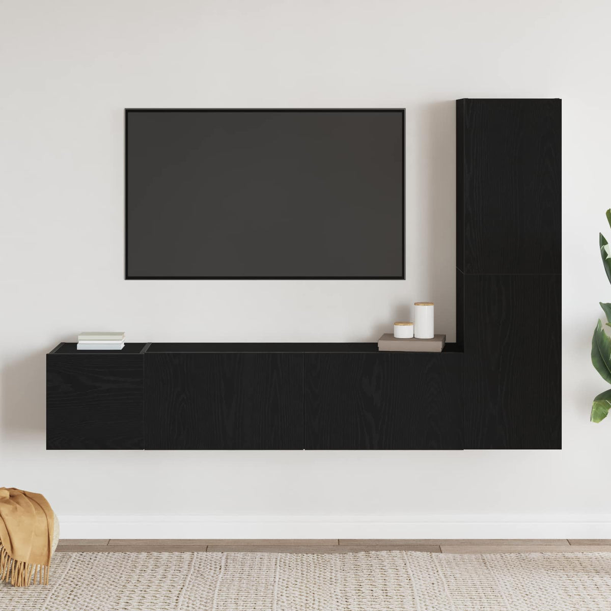 TV-Schrankset 4 stk. Schwarz Eichen-Optik Holzwerkstoff