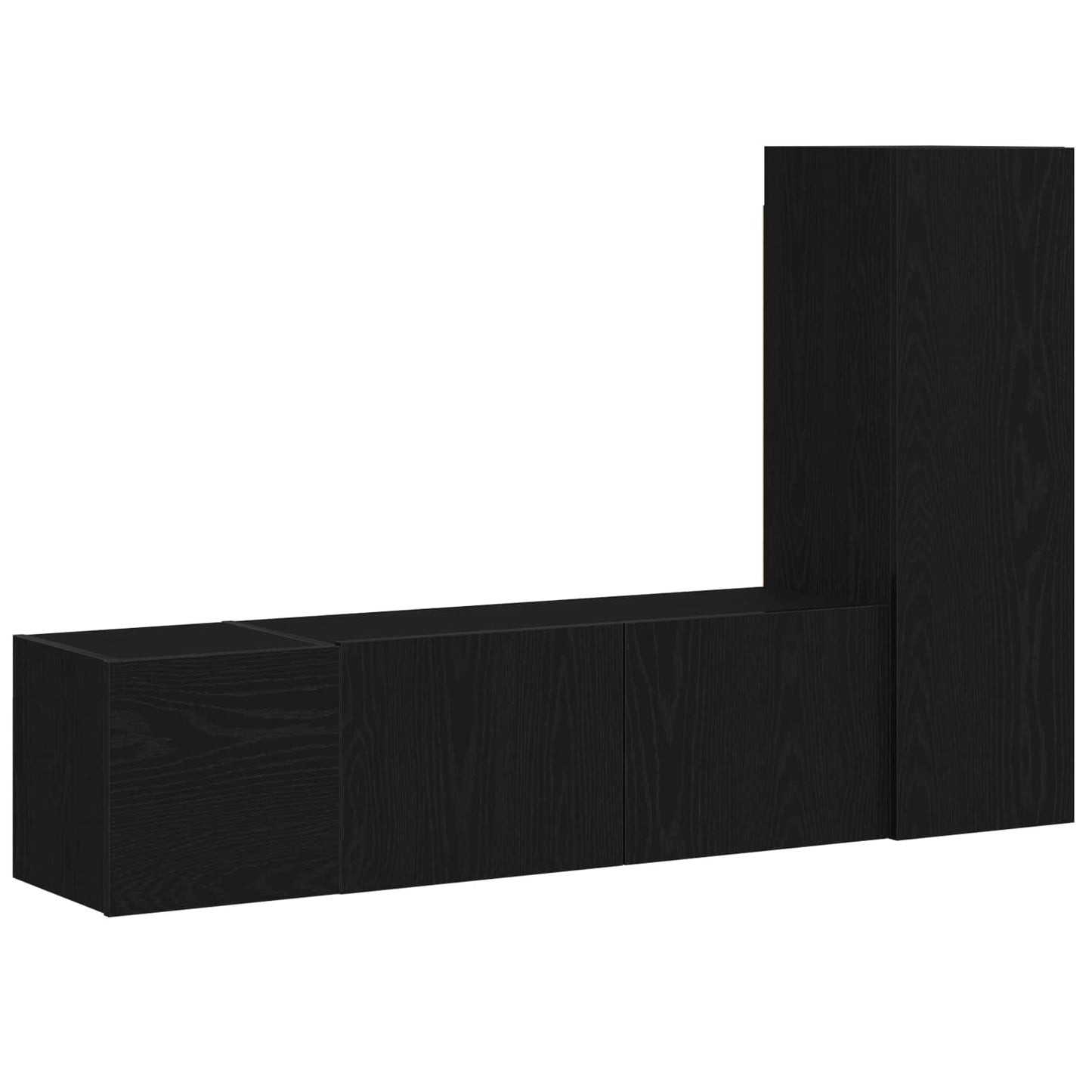 TV-Schrankset 3 pcs Schwarz Eichen-Optik 130,5 x 30 x 140 cm