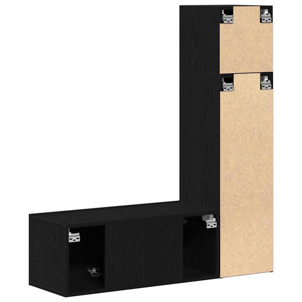TV-Möbel-Set 3 pcs Schwarz Eichen-Optik 130,5 x 30 x 140 cm