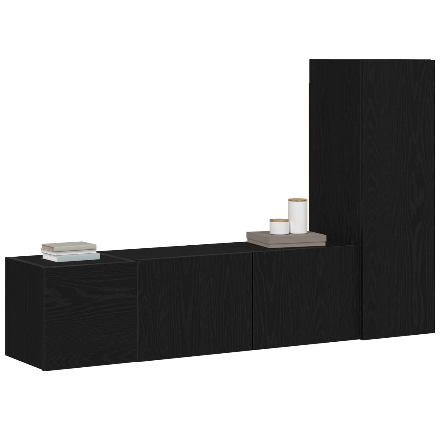 TV-Schrankset 3 pcs Schwarz Eichen-Optik 130,5 x 30 x 140 cm