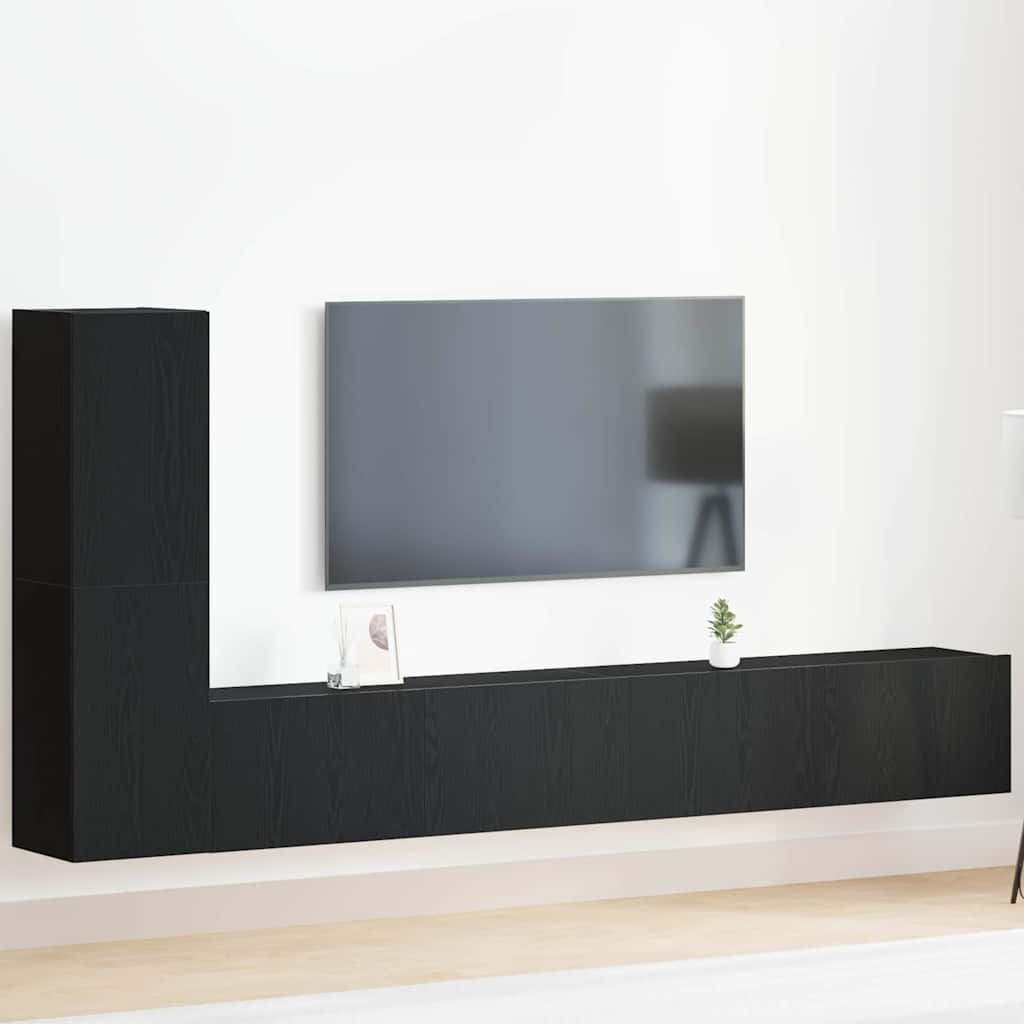 TV-Möbel-Set 3 pcs Schwarz Eichen-Optik 100 x 30 x 30 cm