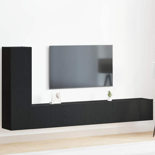 TV-Möbel-Set 3 pcs Schwarz Eichen-Optik 100 x 30 x 30 cm