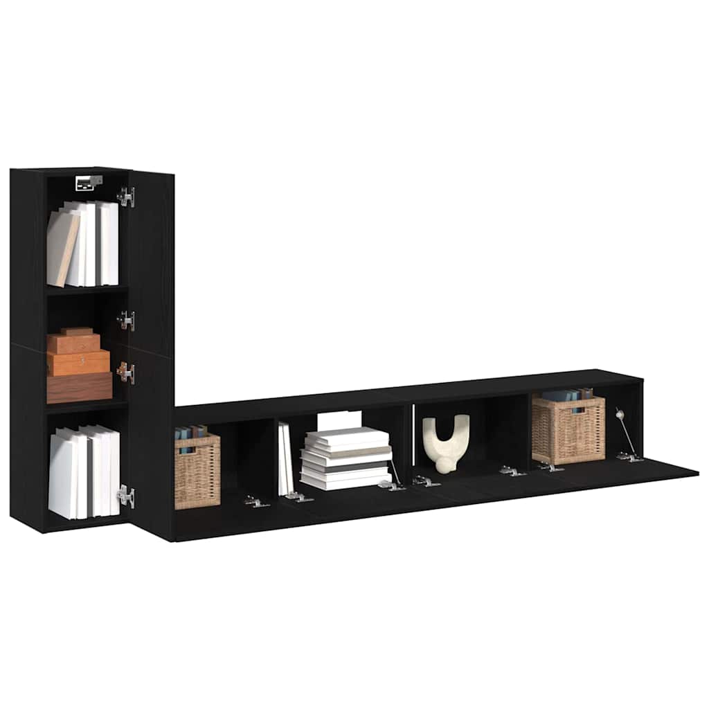 TV-Möbel-Set 3 pcs Schwarz Eichen-Optik 100 x 30 x 30 cm