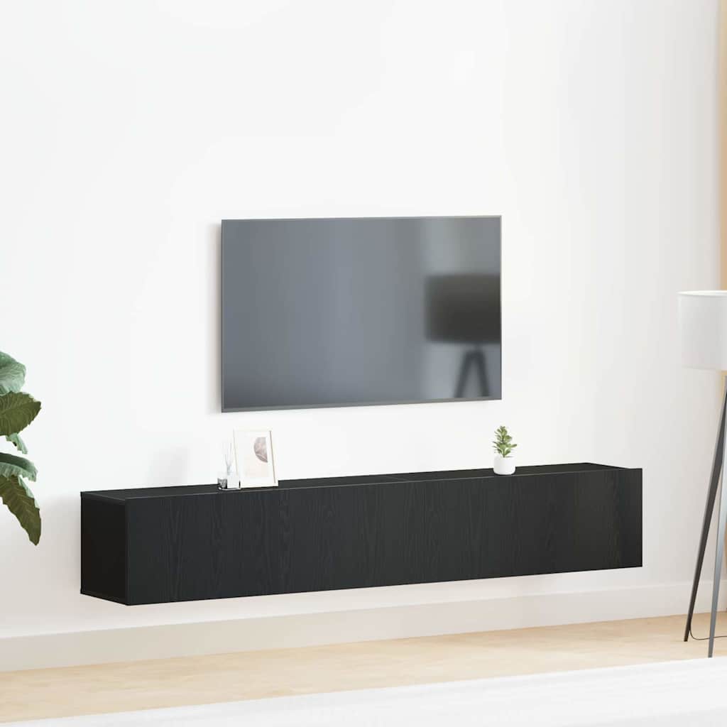TV-Möbel-Set 2 pcs Schwarz Eichen-Optik 100 x 30 x 30 cm