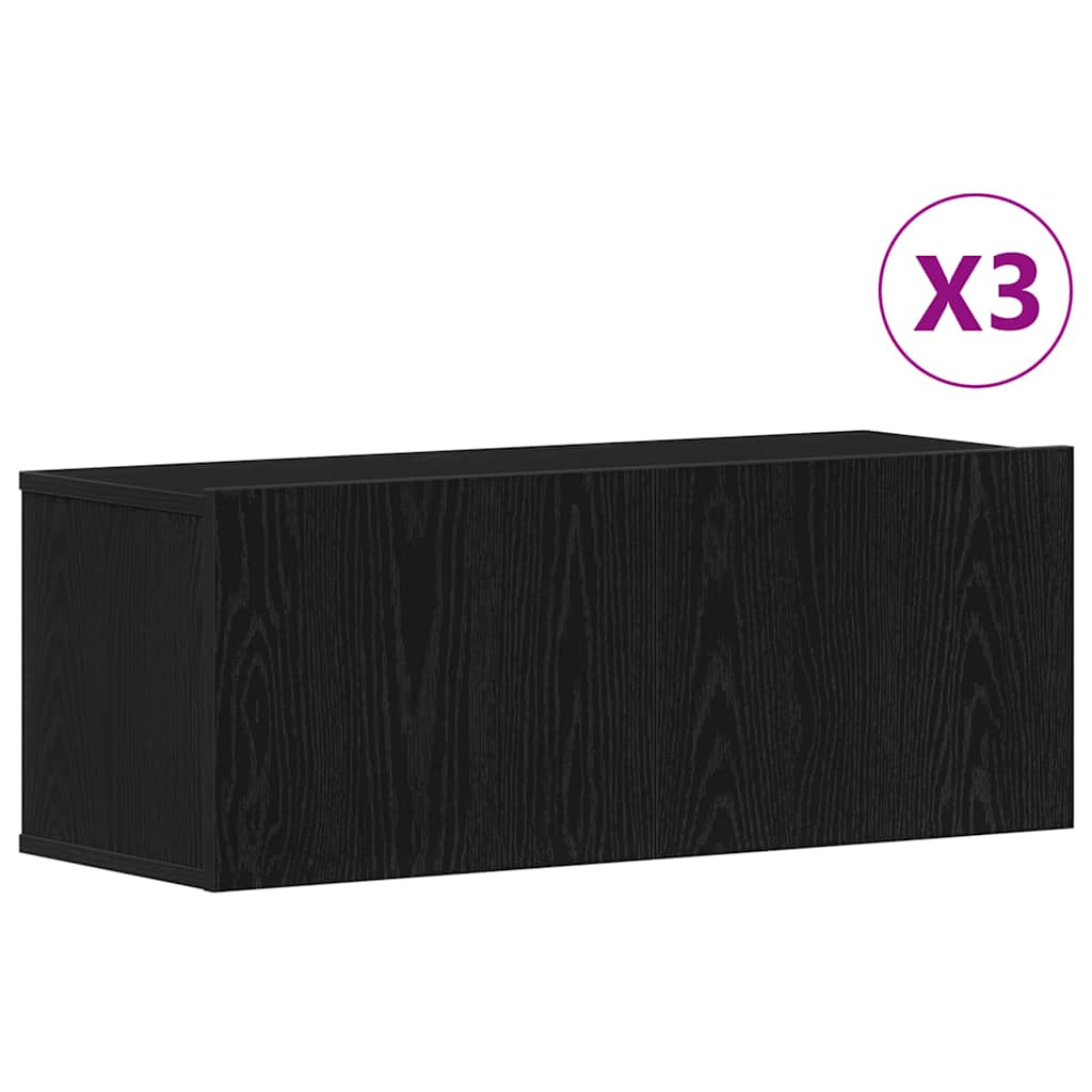 TV-Möbel-Set 3 pcs Schwarz Eichen-Optik 80 x 30 x 30 cm