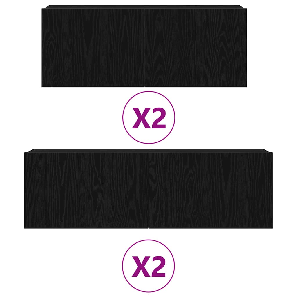 TV-Möbel-Set 4 pcs Schwarz Eichen-Optik 100 x 30 x 30 cm